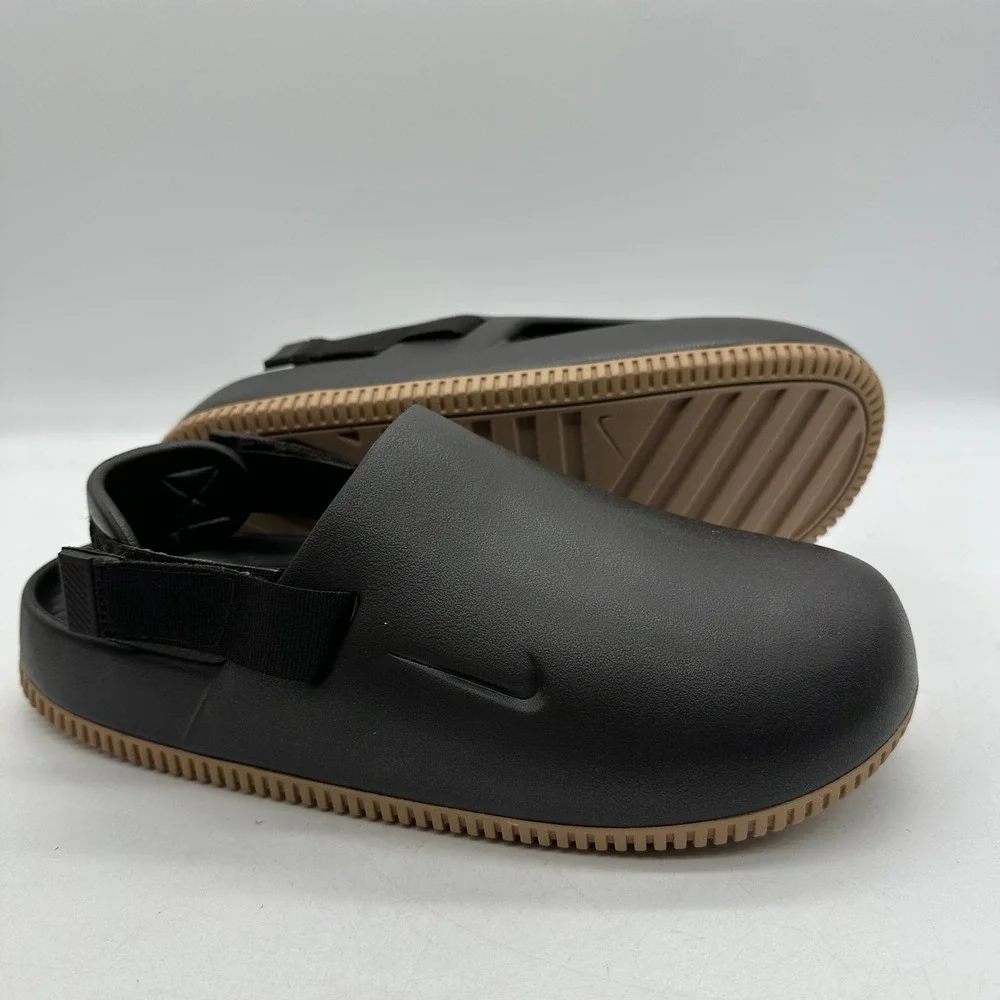 Nike FD5130-203 Mens Size 10 Calm Mule Velvet Brown Hemp Gum Slip On Clog Sandal